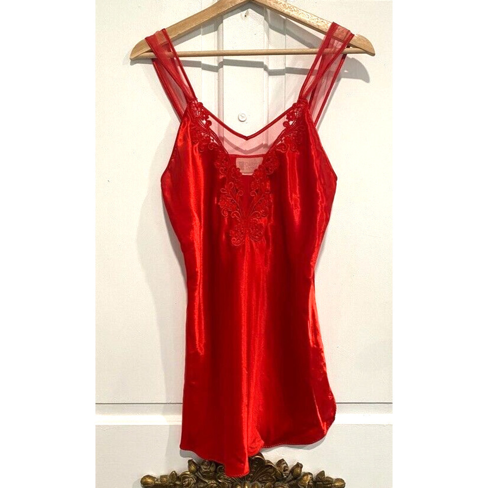 California Dynasty - Lingerie Red slip satin top / mini dress women's size small